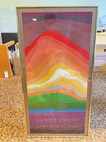 Front view showing entire framed print, colours, frame style