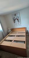 Full view of platform bed frame without mattress