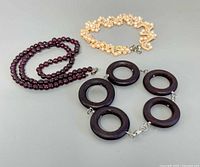 Overall view of necklace and two bracelets