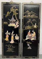 Full view of both rectangular panels with inlay scenes