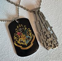 Front view of both pendants showing designs and chains