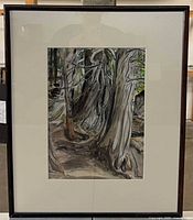 Full view of framed watercolor painting with mat and frame
