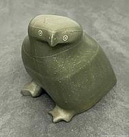 Front three-quarter view of soapstone penguin figurine
