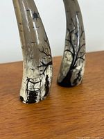 Pair of painted horns close up showing silhouette detail