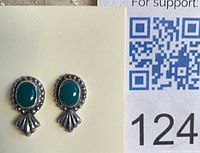 Front view of both sterling silver green onyx stud earrings