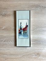 Full view of framed watercolour artwork on floor