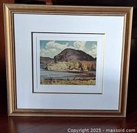 Framed lithograph showing full frame and mat