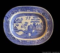 Front view of blue Willow pattern platter