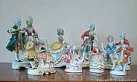 All six porcelain figurine sets together