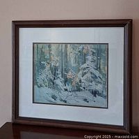 Full view of framed print on table