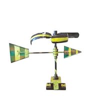 Front view of painted iron and copper weathervane