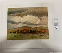 Full view of lithograph within white border showing image, pencilled title and signature