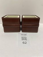 Front view showing both leather pen holders and embossed logo