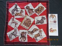 Full view of dog illustration scarf and Dash advertisement