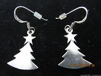 Front view of both sterling Christmas tree earrings