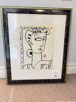 Framed drawing full view showing mat and frame