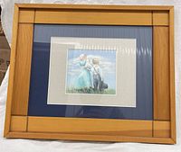 Framed art print with wooden frame and double mat