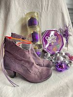 Boots, Quality Street tin, packaged baubles, loose ornaments, decorative pick
