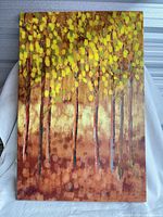 Front view of the autumn forest painting