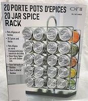 Front of retail box showing Orii 20 jar spice rack