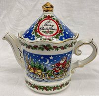 Front view showing Merry Christmas side with Santa scene