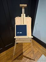 Front view of assembled wooden box easel