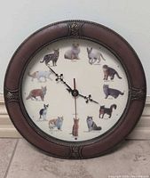 Full view of round cat breed wall clock