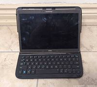 Front view of tablet seated in keyboard case