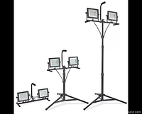 Stock image showing three configurations of the Uline job site light