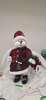 Front view of cloth snowman standing