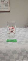 Front view of Hello Kitty glass showing main graphic and text