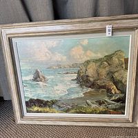 Full view of framed coastal seascape canvas