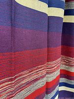 Close-up of fabric weave and stripe pattern