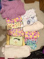 All textiles laid out on floor