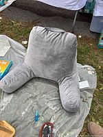 Front view of large grey reading pillow