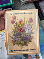 Front of 6x8 floral inspirational print with bouquet image and blessing text