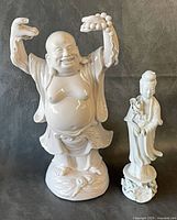 Laughing Buddha and Guanyin full view