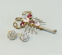 Scorpion pendant and stud earrings overview