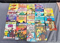 Full layout of all Charlton comics in lot