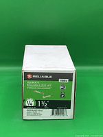 Front label of Reliable box detailing quantity, size, grade and finish