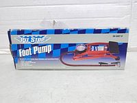 Front view of boxed Pit Stop foot pump