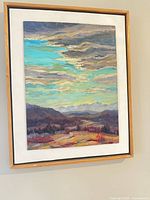 Framed landscape painting front view