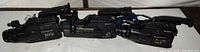 All three Sony Handycam Video8 camcorders aligned side by side