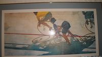 Full view of framed cyclists print
