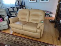 Front view of loveseat showing full design and color