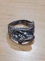 Full view of ornate sterling silver ring