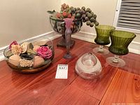 Group view of all glass items and faux botanicals