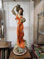 Full view of chalkware statue on base