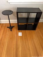 Both items together: marble side table and 4-cube bookshelf