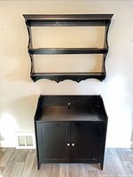 cabinet and wall shelf front view closed